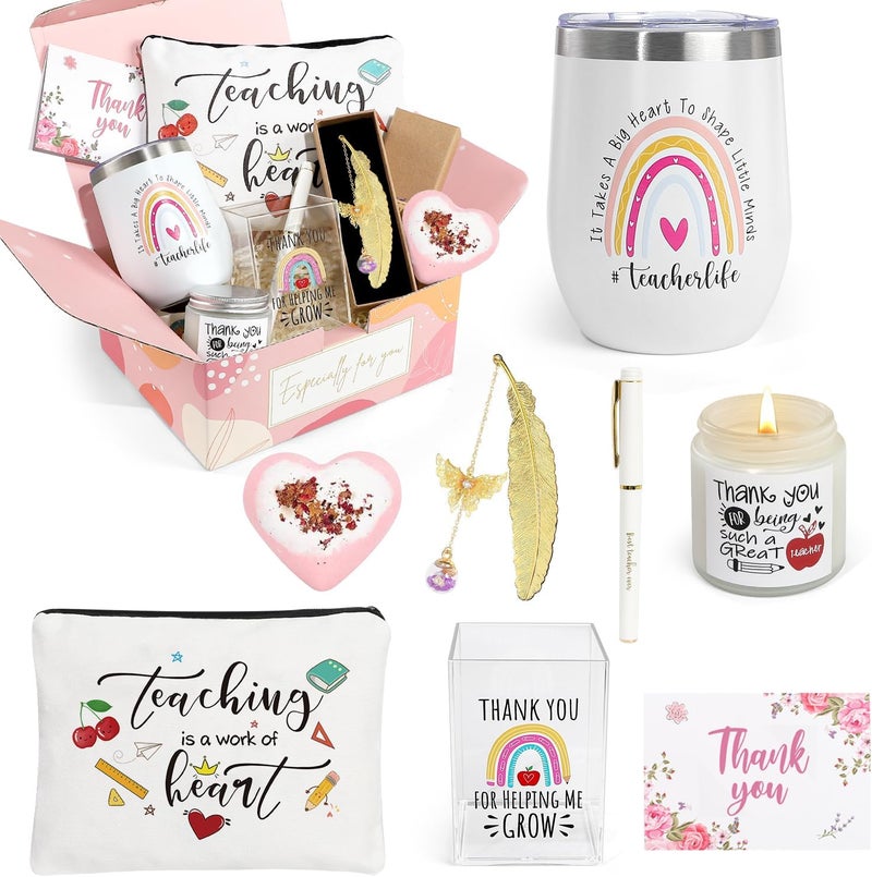 UAREHIBY Teacher Appreciation Gifts for Women with 12 OZ Teachers Tumbler for Teachers Birthday,Back to School Gift from Students,Thank You Gifts,Teacher Valentines Day,Christmas Gift - Image 1